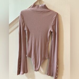 Express Ribbed Bodysuit Snap Bell Sleeves Pink Size Small